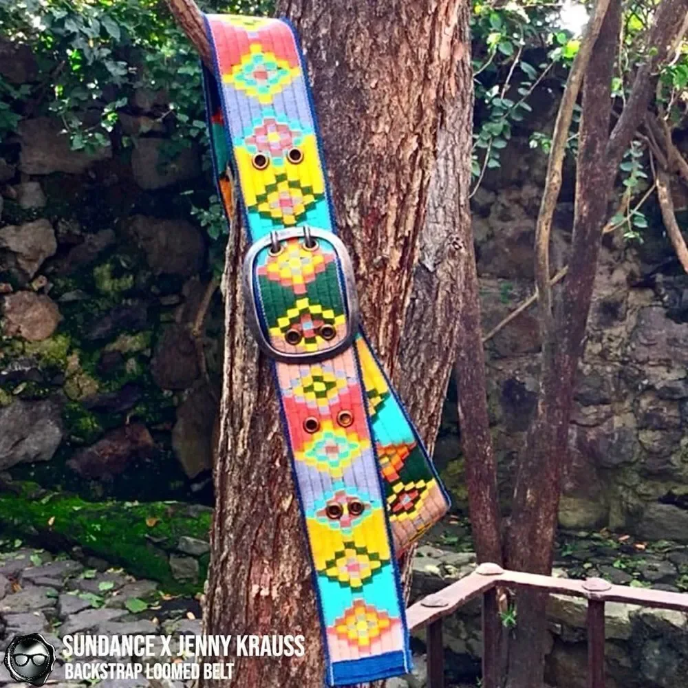 SUNDANCE X JENNY KRAUSS HAND WOVEN LOOMED COTTON BELT VINTAGE 2015 NEON PALLET